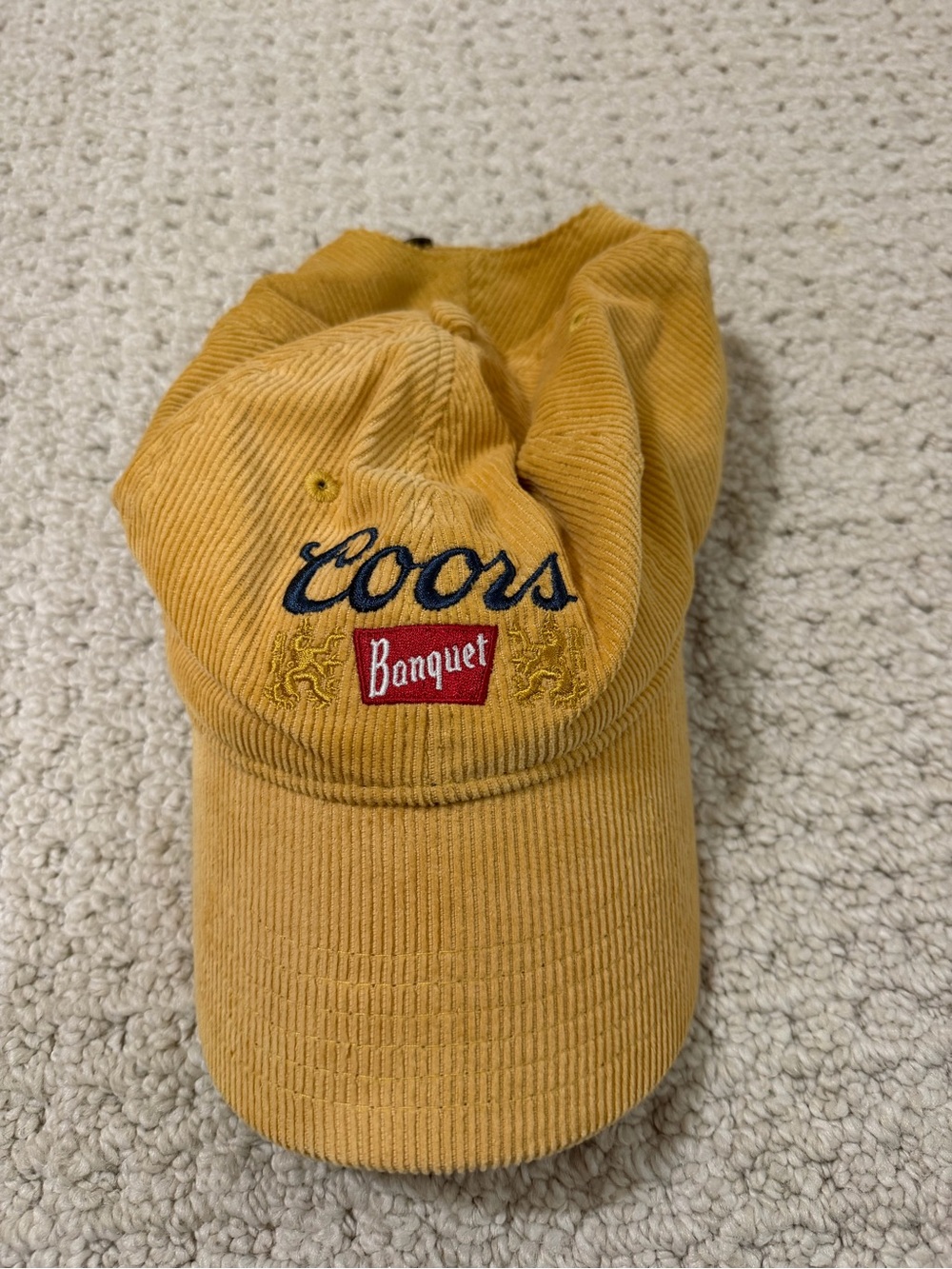Coors Banquet yellow corduroy baseball cap #coors #baseball